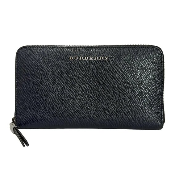 Auth Burberry - Black Leather Long Wallet - Picture 2 of 6